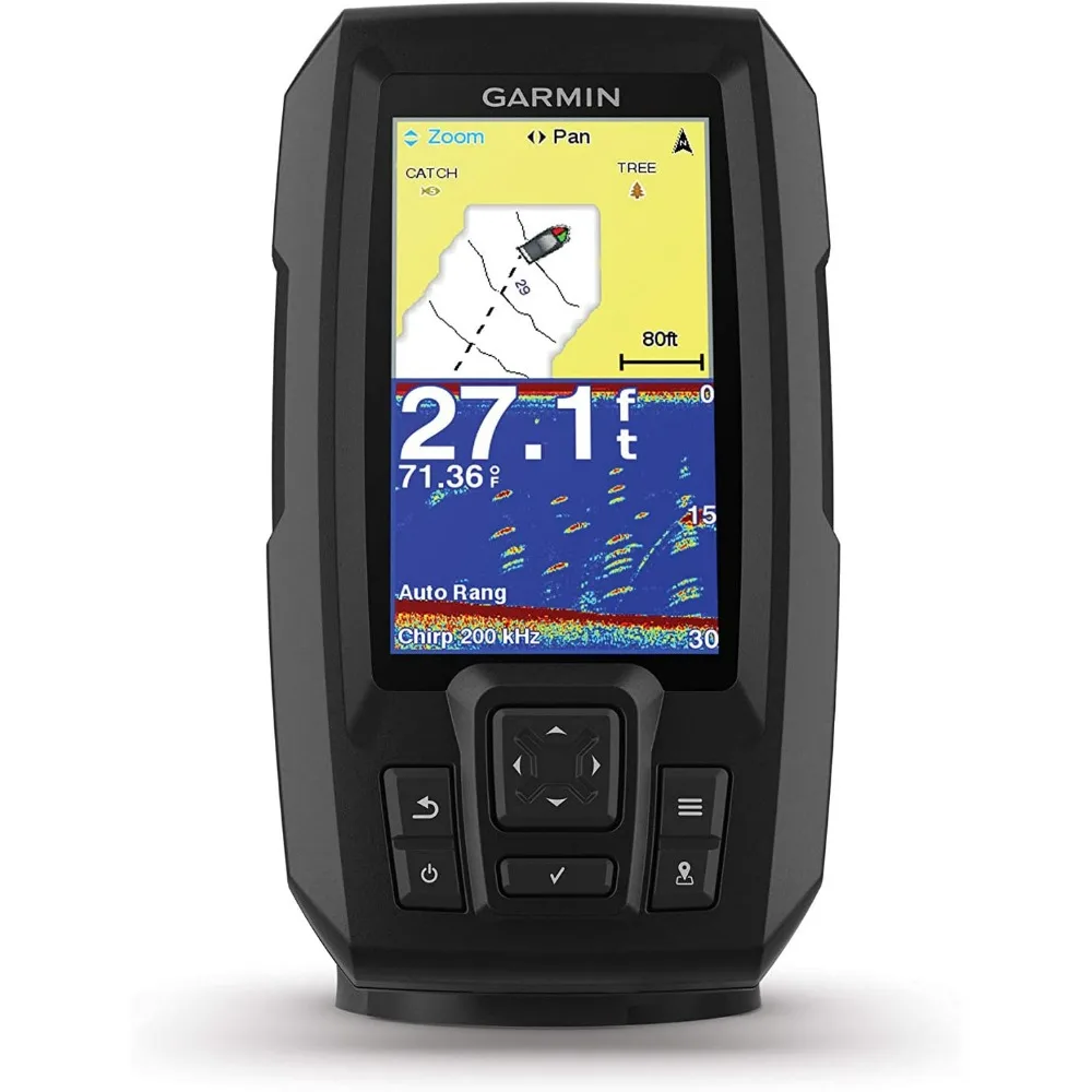جهاز Garmin Striker Plus 4 Fish Finder مع محول طاقة مزدوج الشعاع