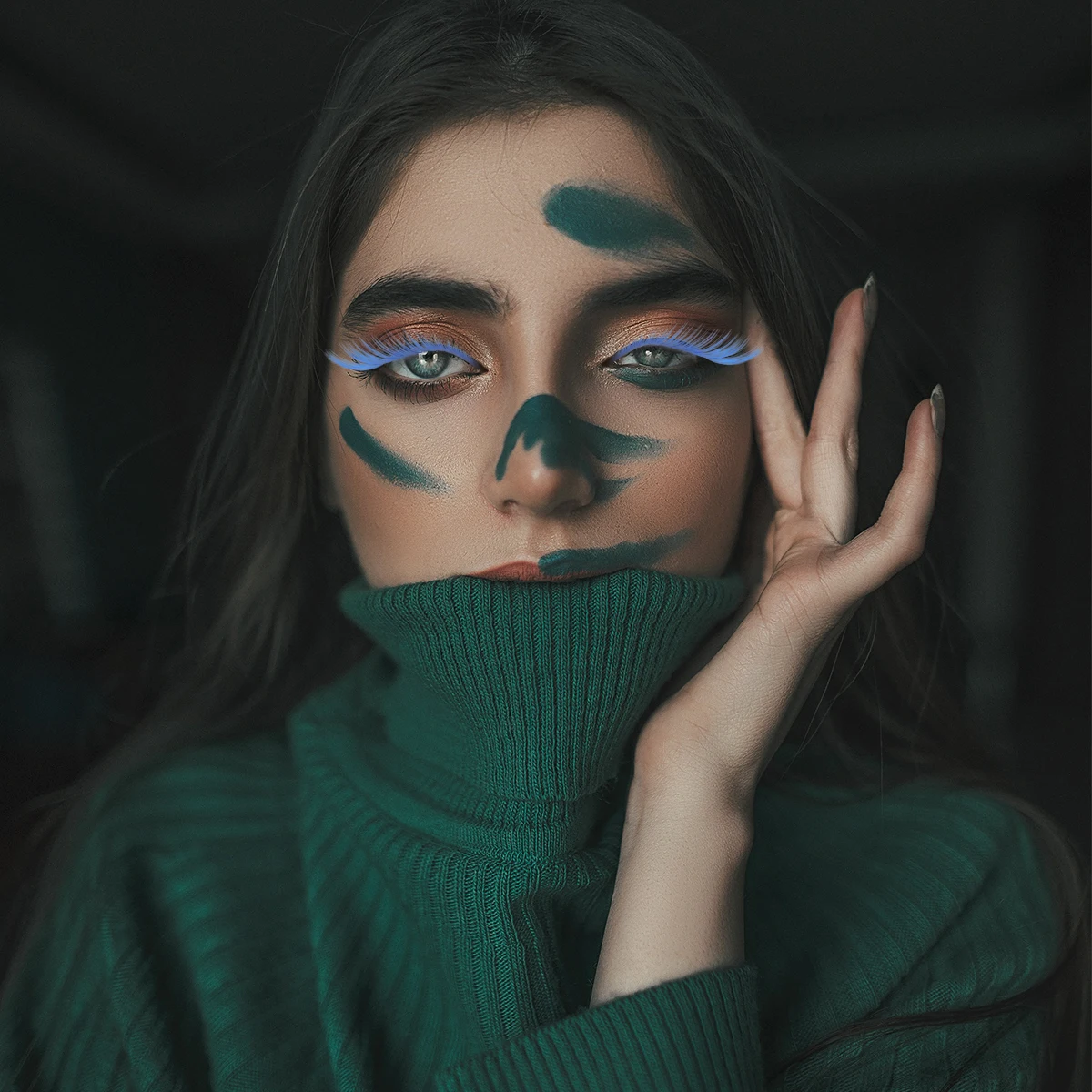 Niebieskie sztuczne rzęsy wielokrotnego użytku, naturalne, zakrzywione, damskie rzęsy na imprezę, Halloween, cosplay, do makijażu scenicznego.