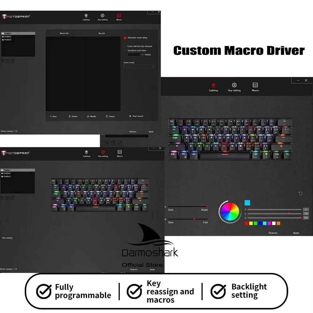 Motospeed SK62 Mechanical Keyboards Wireless Bluetooth Tri Moed 61Keys RGB Backlit Gaming Keypad Blue Red Switch Macro Drive