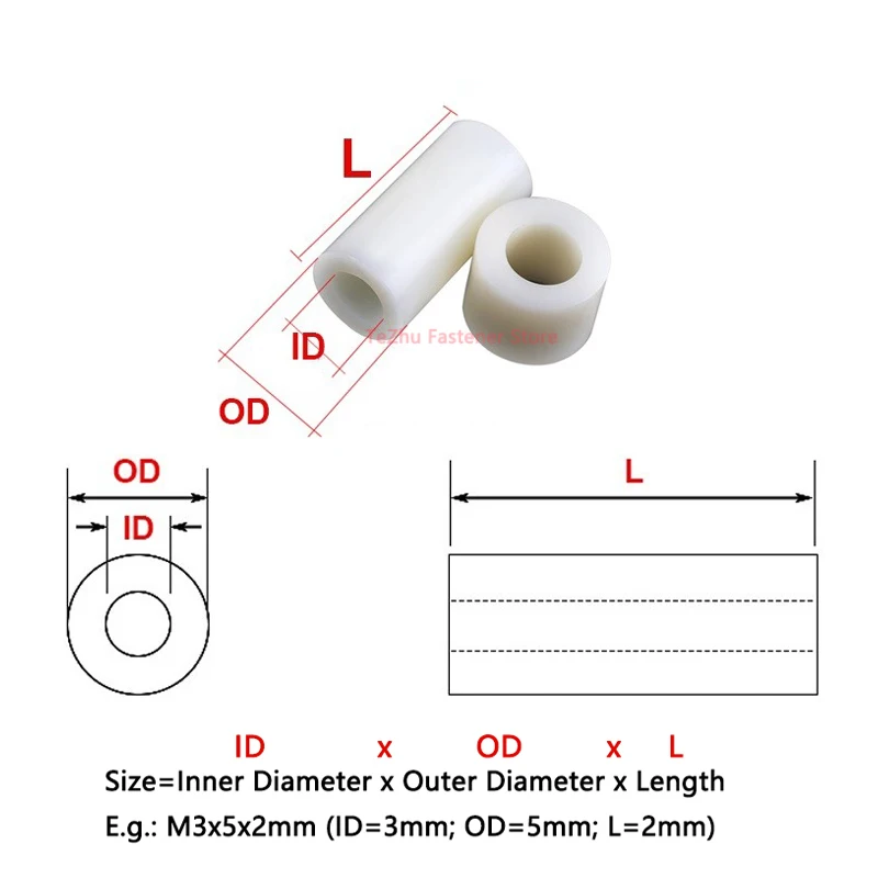 M6 M8 M10 M12 White ABS Isolation Column Plastic Insulation Nylon Stud Pad High Washer Gasket PCB Circuit Board Support Spacer