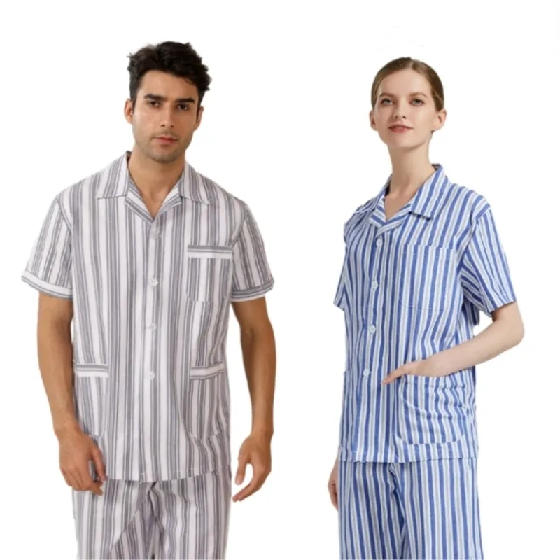 Short sleeve Patient Gowns Unisex Hospital pajama Nursing clothing cotton patient suit Men Women Top pant set patient uniform