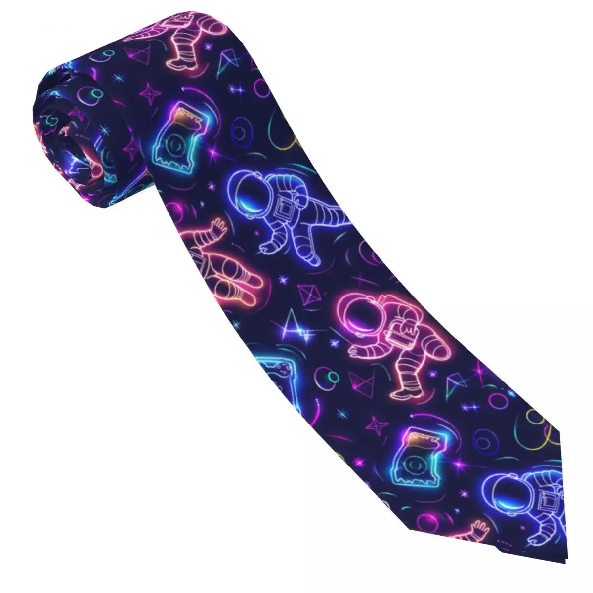 Mens Tie Classic Neckties Astronauts Video Game Narrow Collar Slim Casual Tie Accessories Gift