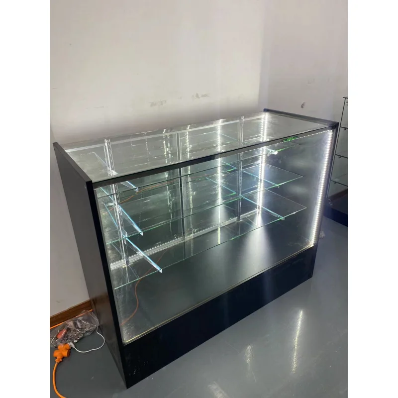 custom.Factory hot sale toystore display full frameless glass showcase for smoke shop