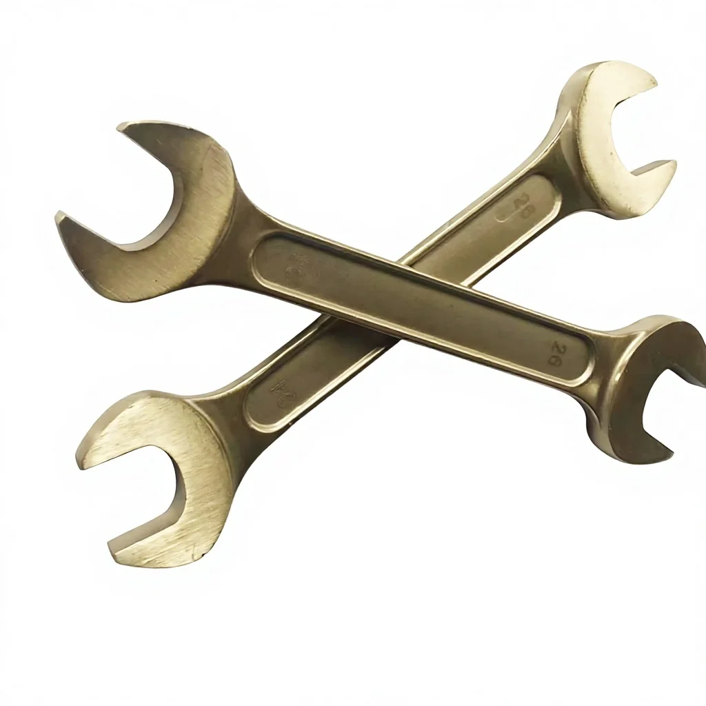 Explosion-proof industrial-grade aluminum-bronze alloy double-opening wrench set with roll bag, metric 6-32mm