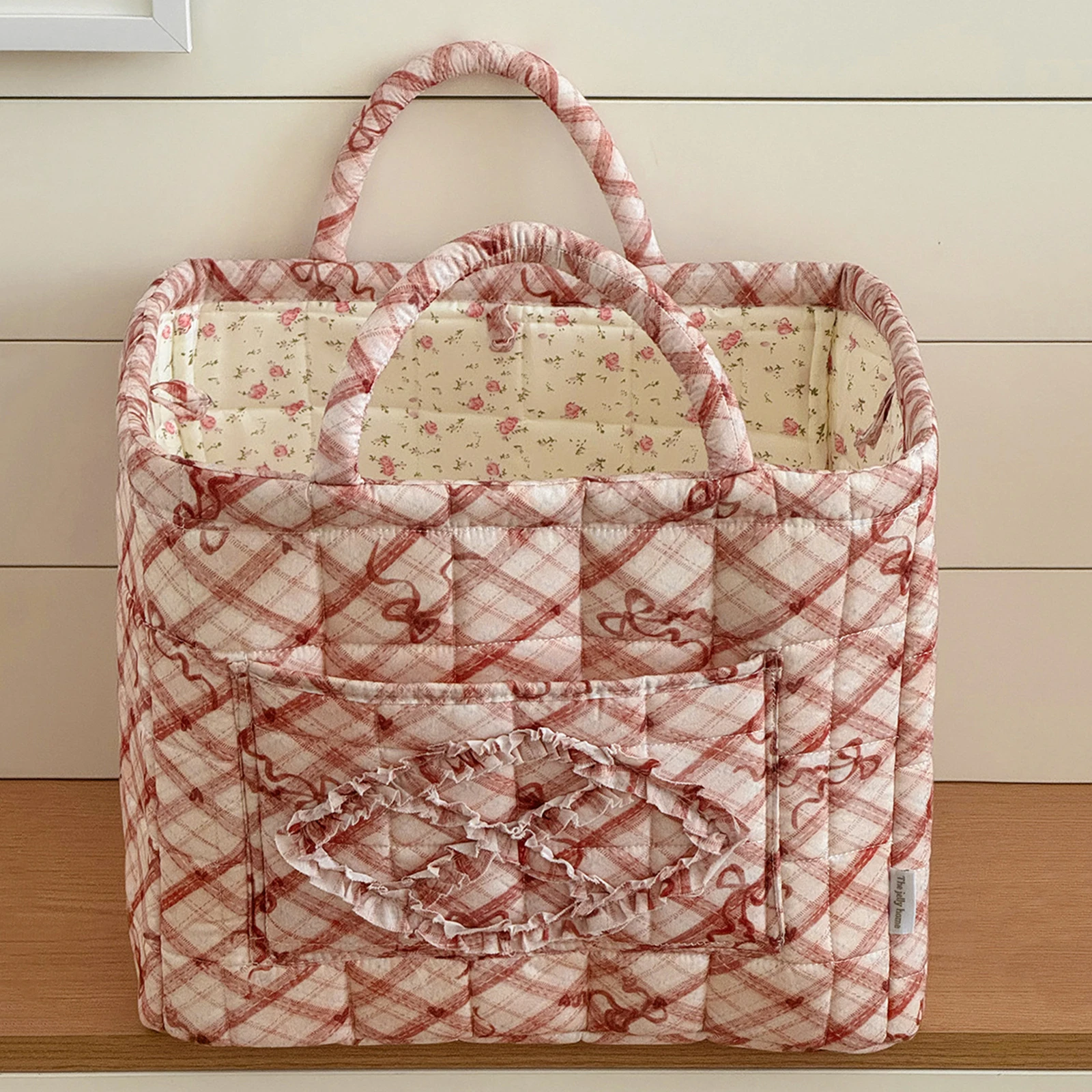 Cotton Storage Baskets with Handles Portable Storage Bag Large Capacity Laundry Hamper for Picnic Shopping Travel Car Bedroom