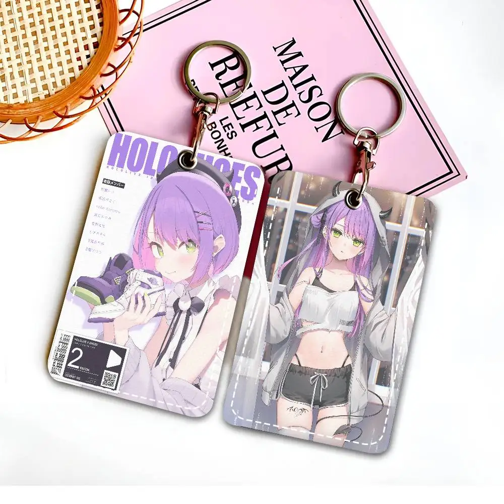 Tokoyami Towa Hololive Rectangle ID Card Case Keychain Access Card Bag Key Tag Ring Leather Card Holder Key Ring Access