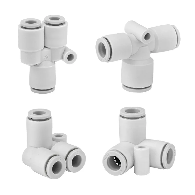 Tee joint PU Quick insert KQ2T reducer against air nozzle joint