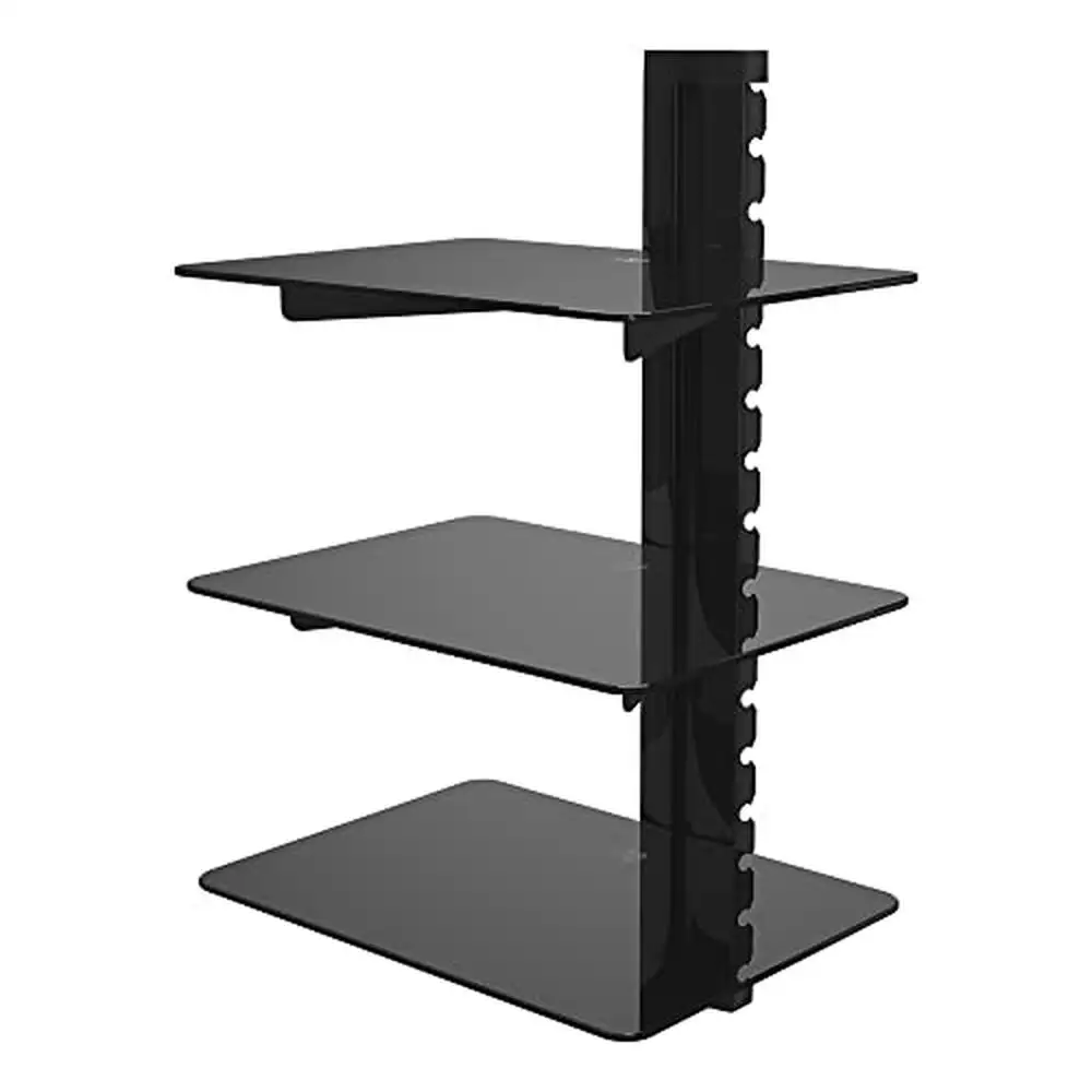 

3-Shelf Adjustable Black Steel Wall Mounted Component Shelving System with Wire Management Supports up to 22lbs per Shelf