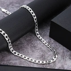 925 Sterling Silver 6/8MM 40-75cm Side Chain Necklace Man Woman Fashion Simple Chain Wedding Christmas Gift Jewelry Accessories