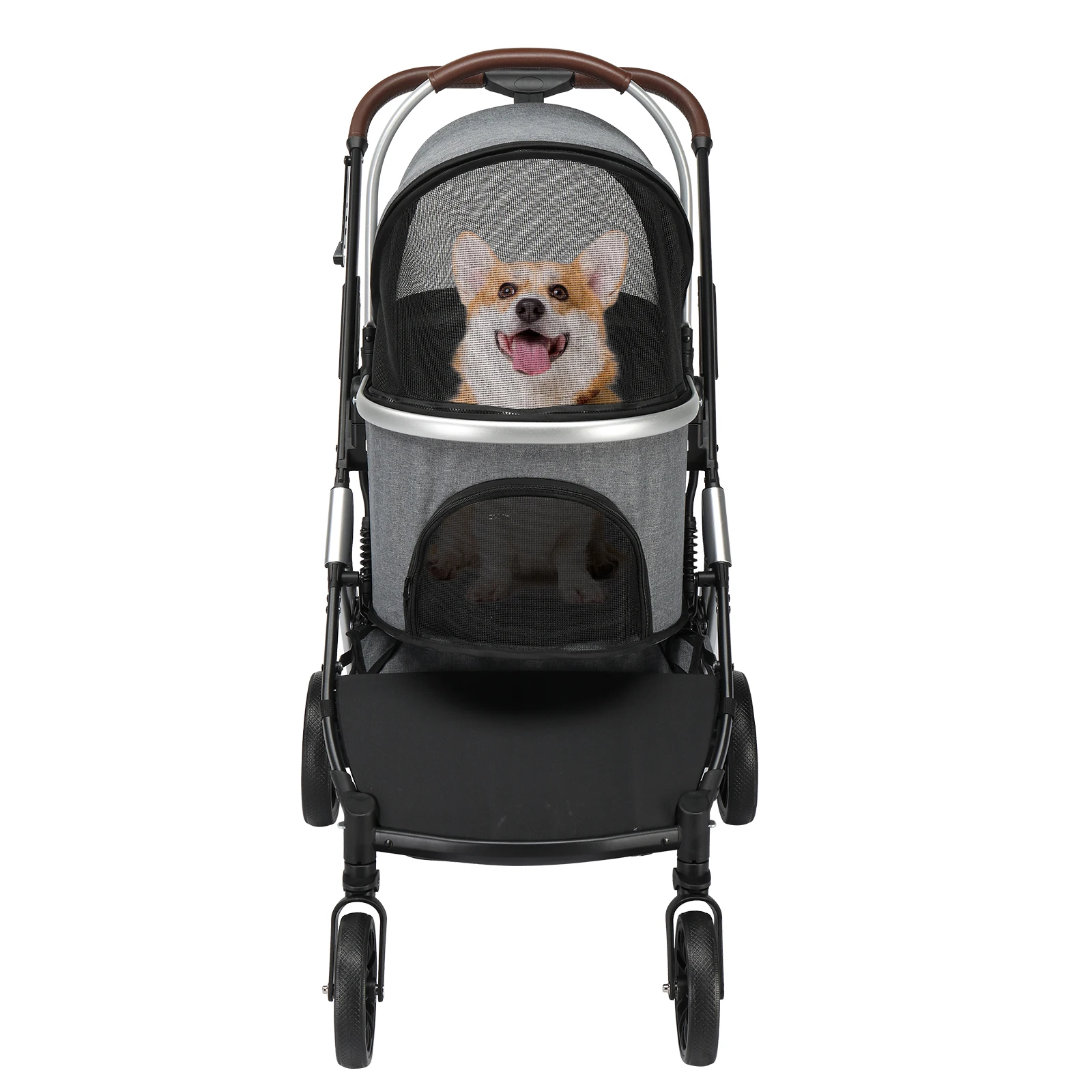 Pet Stroller 3 in 1, Folding Lightweight Dog Stroller with Detachable Carrier & Storage Basket, 4 Wheels Travel Stroller