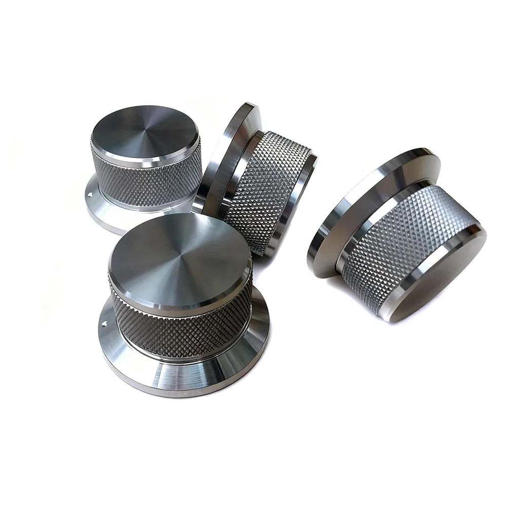 1 Pcs Hifi Amplifier Speaker Aluminum Knob Black Diameter 44mm Height 25mm Potentiometer Volume Control Audiok Nurled Shaf Cap