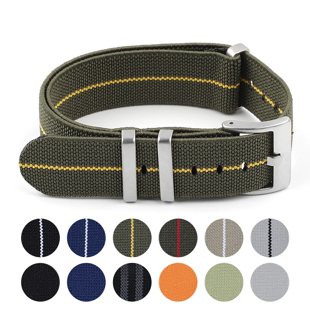 Pulseira de relógio de nylon premium 18mm 20mm 22mm preto verde cáqui cinza pulseira de relógio elástica pulseira de substituição para homens