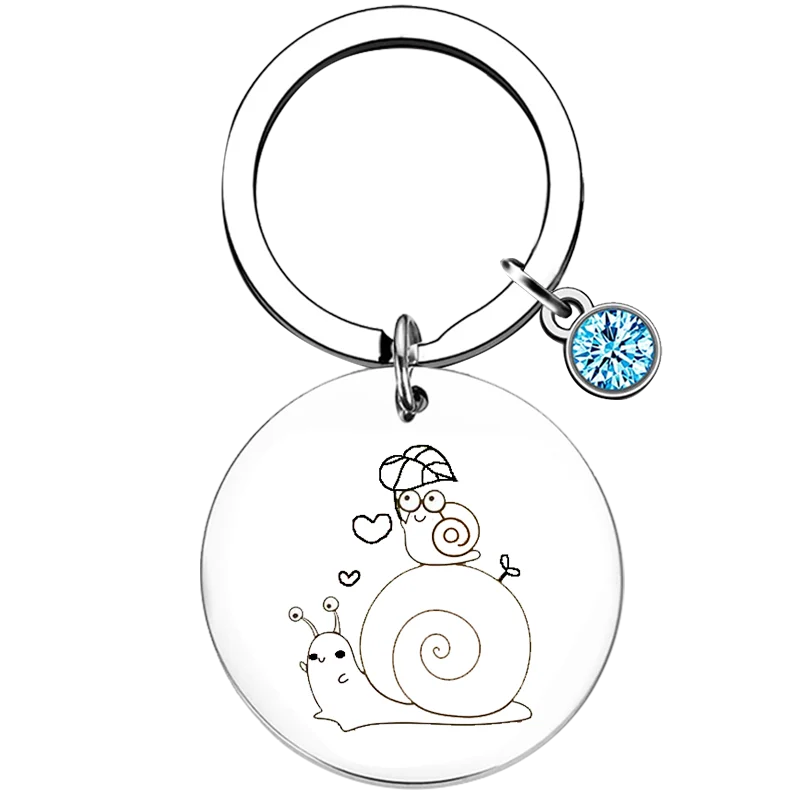 New Snail mom and baby Key Chain Ring Animal Snail keychains pendant best snail mom Gift