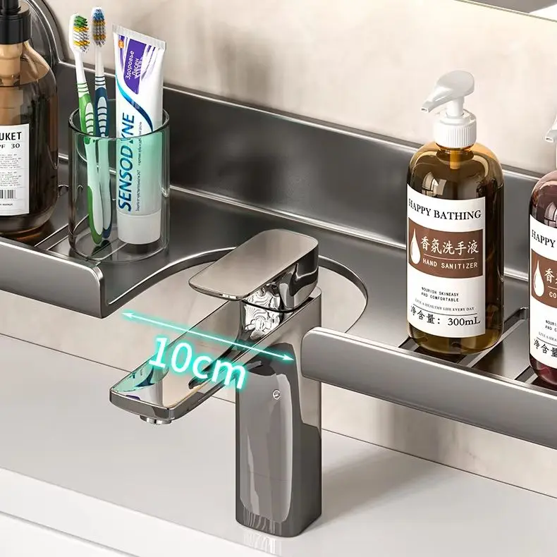 Wall Mounted Suction Cup Bathroom Shelf No Drill U Shape Storage Rack for Mirror Front Washbasin Faucet with Drain Organizer