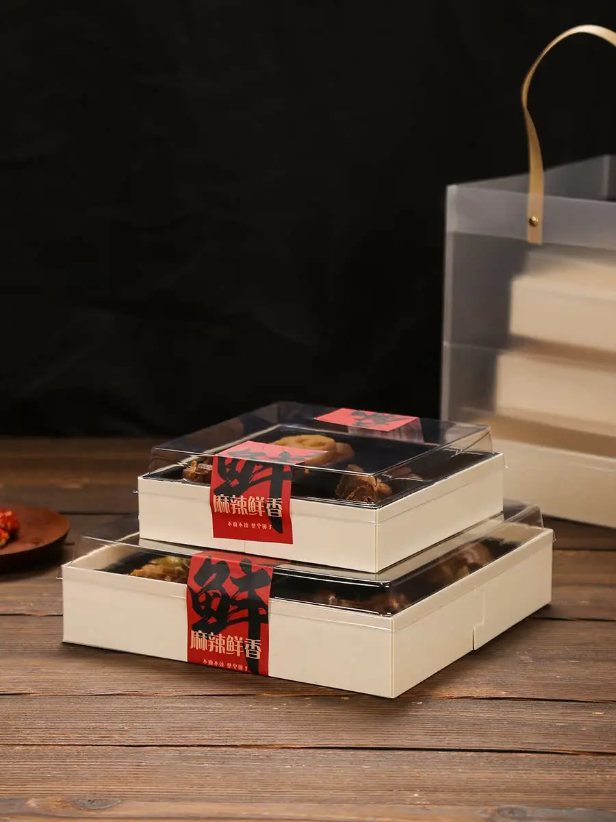 Disposable Four Nine Grids Fruit Cutting Packaging Box Peking Duck Snack Halal Food Takeaway Box Biodegradable Square Box