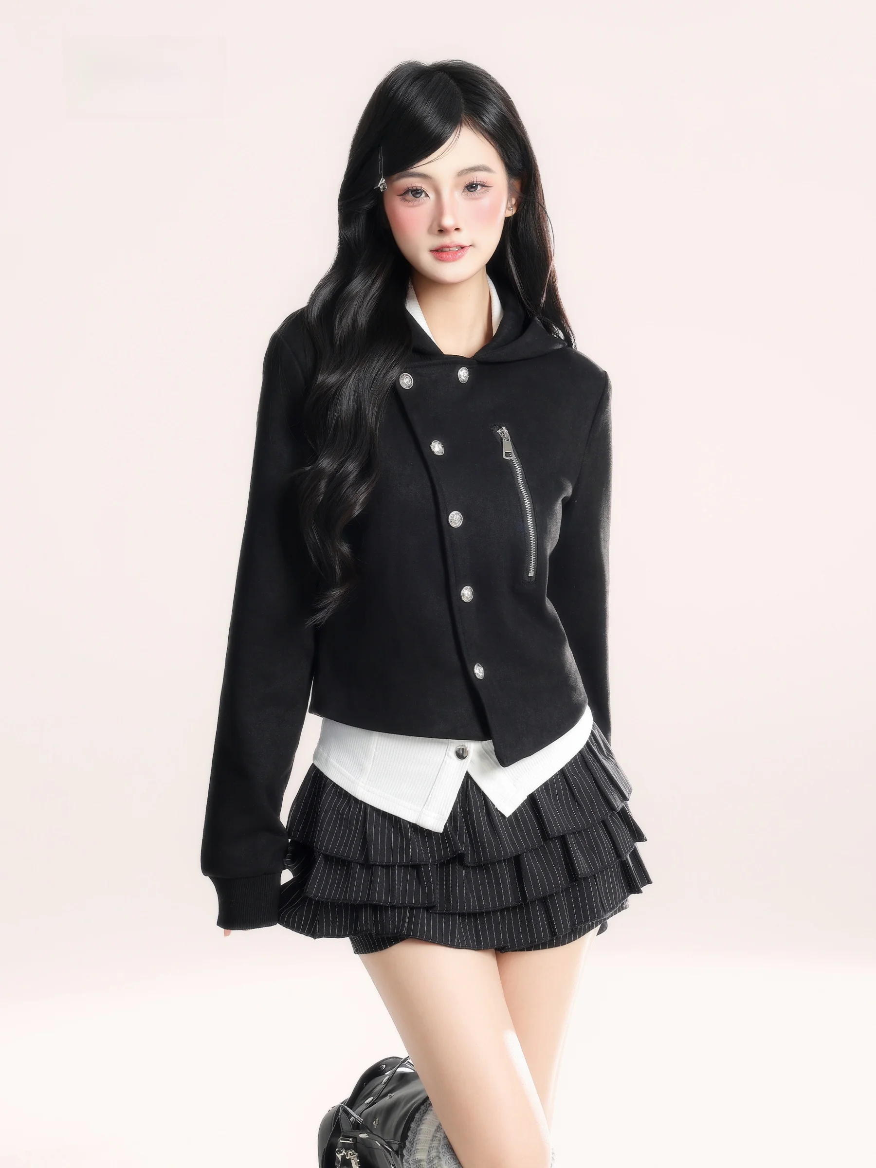 

Женская толстовка HM в американском ретро-стиле с асимметричным дизайном, свободная, повседневная, универсальная, модная, для весны и работы