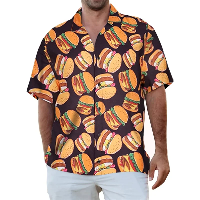 Heren Ei Patroon Print Strandshirts Casual Korte Mouwen Tropische Hawaiiaanse Shirts Voor Mannen Grappig Button Down Shirt Kleding