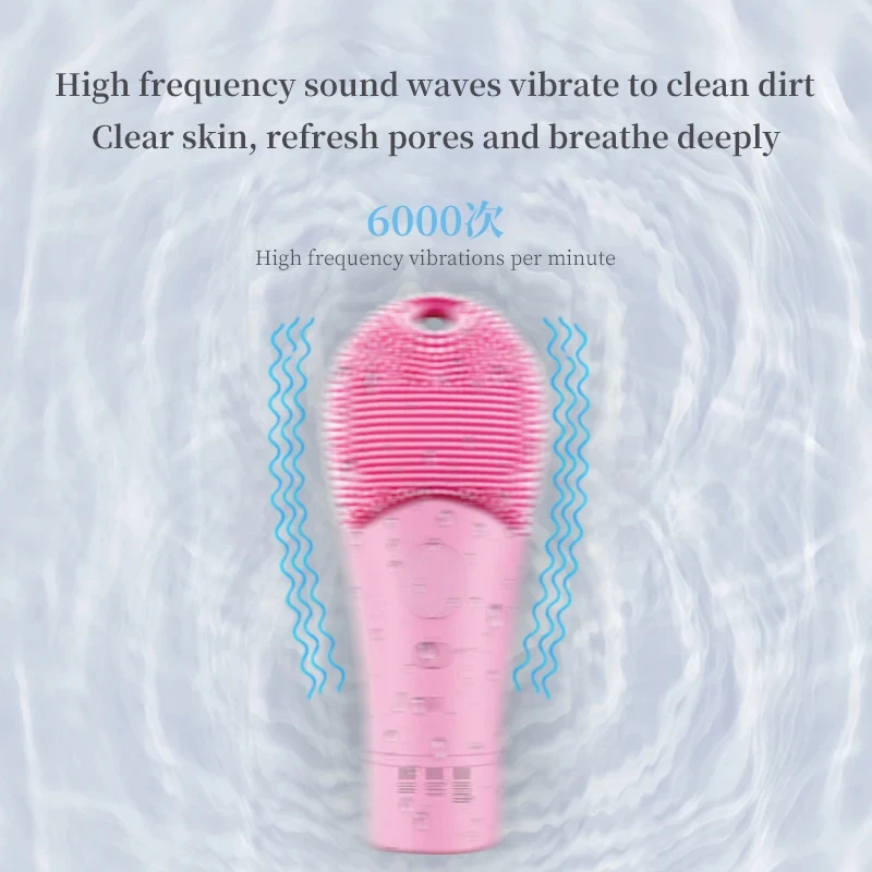 Przenośny silikonowy płyn do mycia twarzy z akumulatorem, elektryczny, ultradźwiękowy, wibracyjny, elektryczny masażer do twarzy