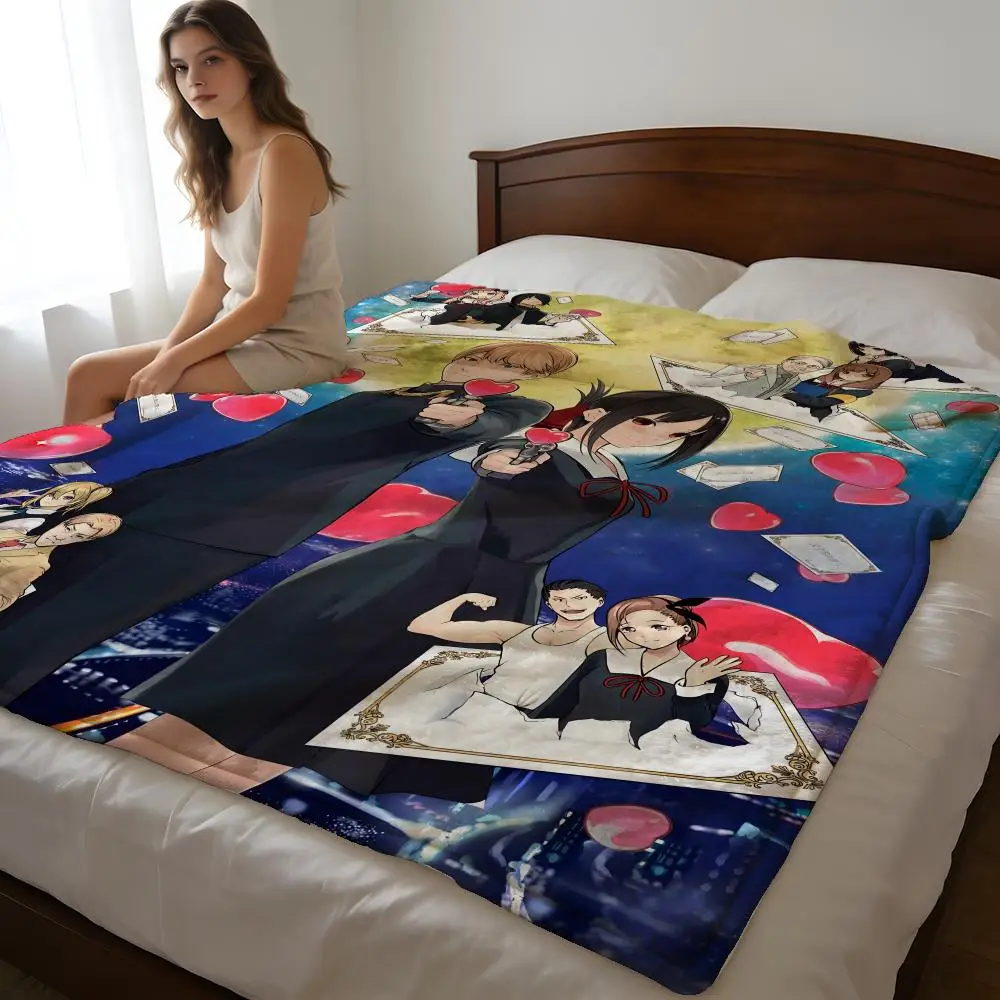 Manta de felpa corta de alta densidad para sofá, para siesta, habitación con aire acondicionado, suave y agradable para la piel, ANIME K-kaguya-sama Love Is War