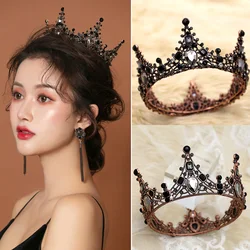 Baroque Vintage Retro Black Tiaras Crowns Rhinestone Tiara Luxury Bridal Crystal Princess Queen Diadem Wedding Hair Accessories