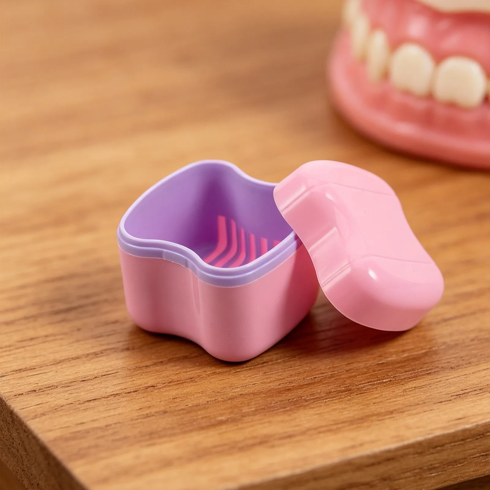 4Pcs Denture Case Portable Leakproof False Teeth Organizer Retainer Storage Box Travel Waterproof Mouth Guard Cleaning Container
