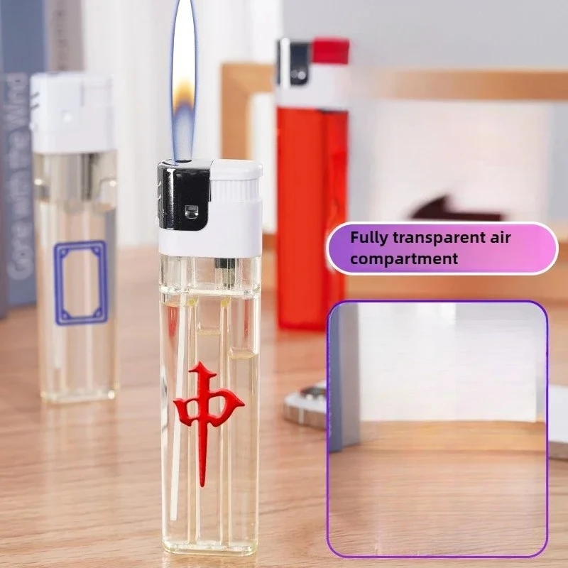 High Capacity White Butane Lighter Extra-Large Transparent Body Lighters, Wholesale Cigarette Accessory Men GIfts