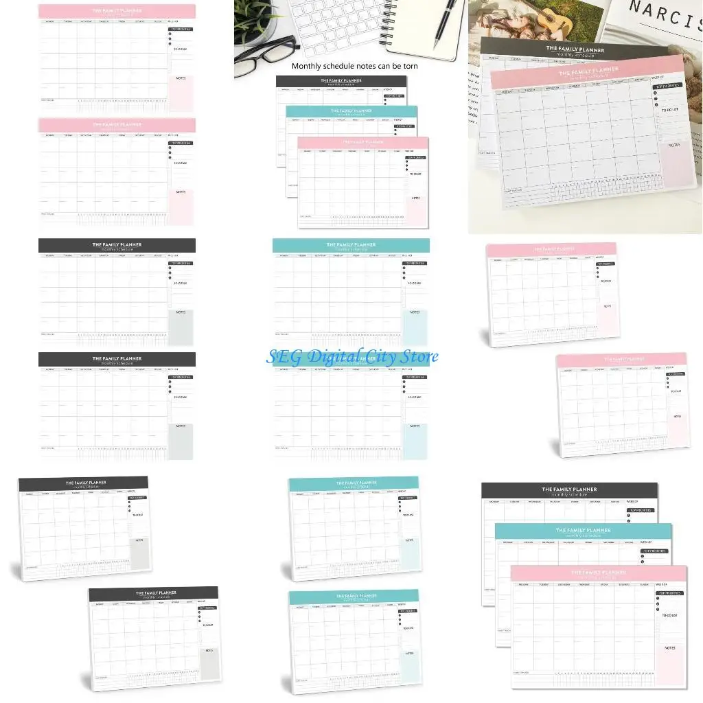 

U75B 2 шт. Ежемесячные академические блокноты для планирования, 52 листа рвущейся бумаги