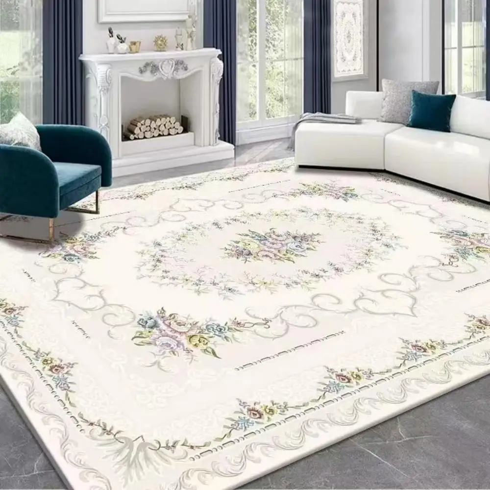 VIKAMA Persian Style Crystal Pile Rug Living Room Sofa Coffee Table Dirty Resistant Non-Slip Rugs