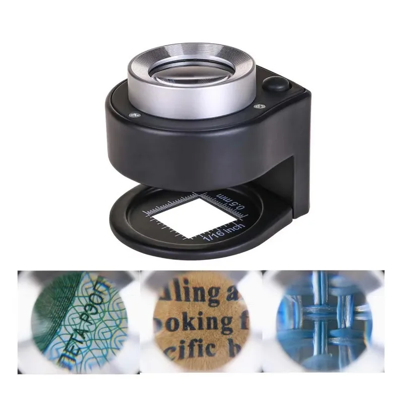 30X 6‑LED UV Magnifier Full Metal With Scale Grid DIY Jewelry Fabric Printing Inspection Too