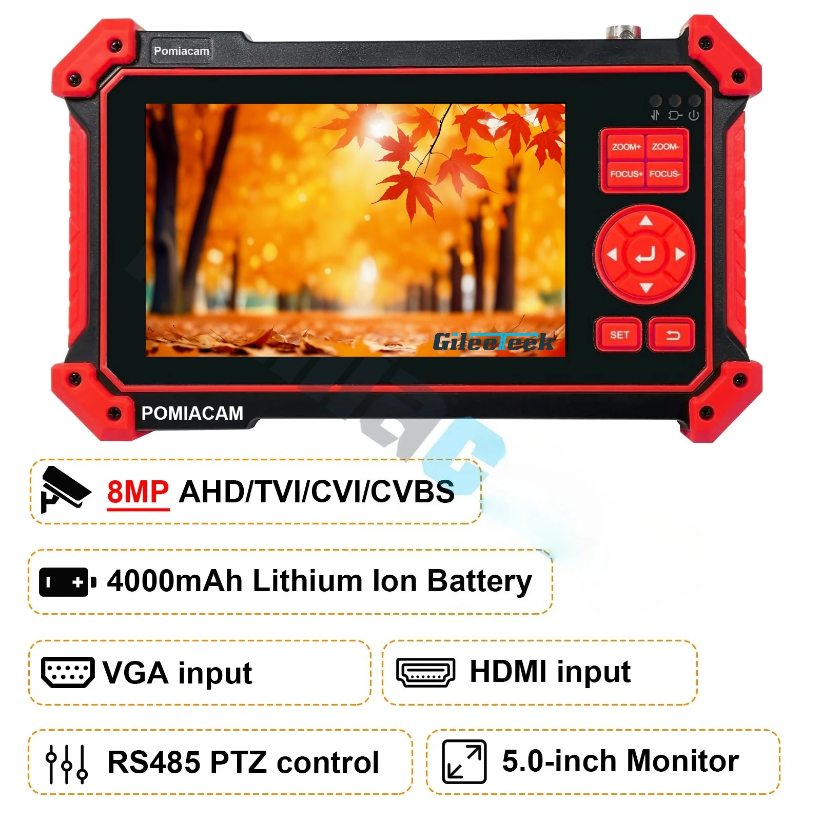 5inch Screen CCTV Camera Tester HD-2950 HDMI & VGA in 8MP TVI /CVI /AHD /CVBS Analog Camera Tester PTZ Control 12V Power Output