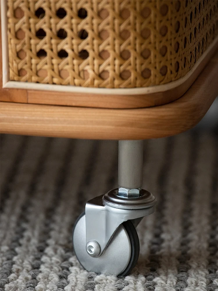 Couch side living room 2024 new solid wood side cabinet movable trolley