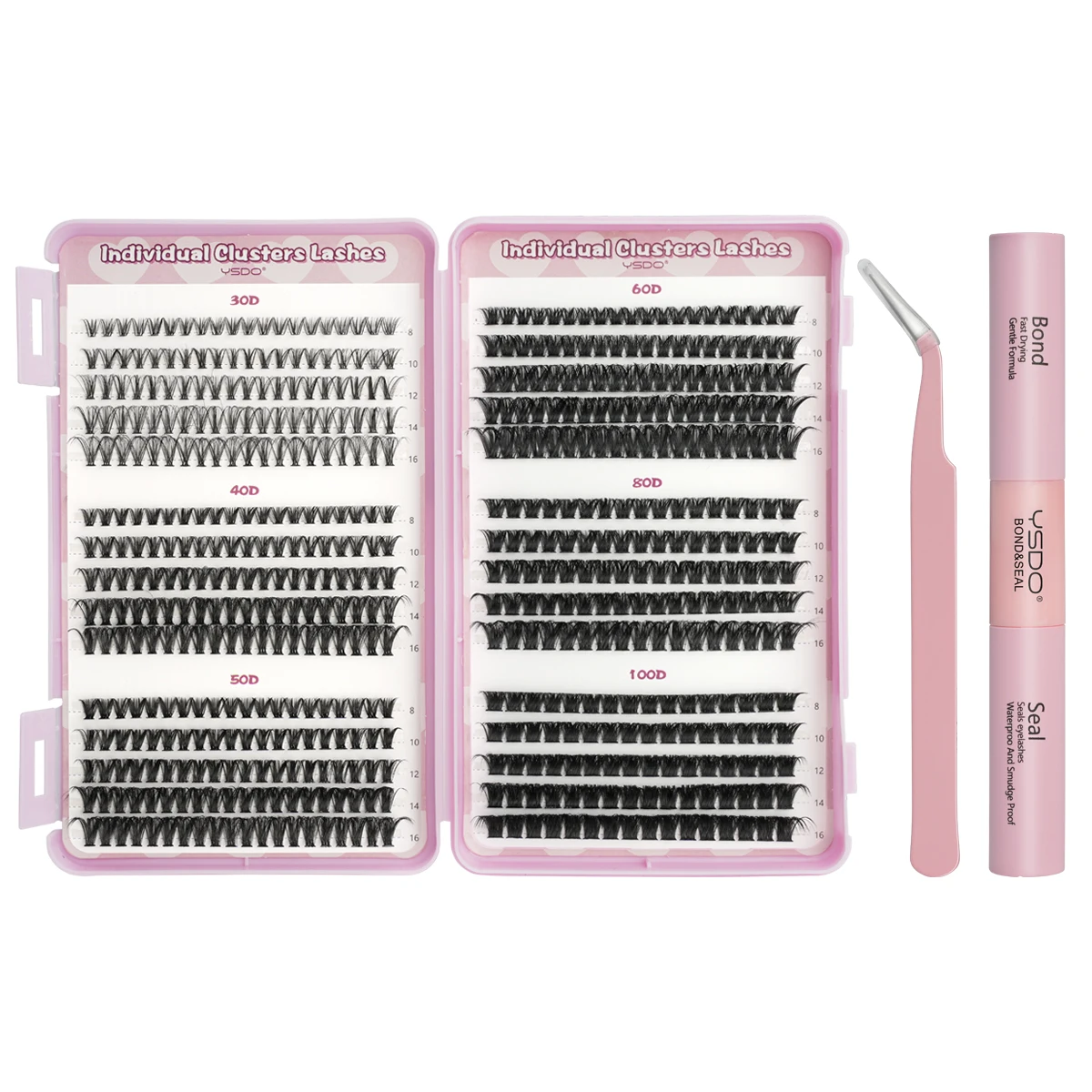 30/32 Row Lash Clusters Set 8-16mm Mixed DIY Grafting Lashes Soft False Eyelashes D Curl Eyelash Extensions Makeup Kit Faux Cils