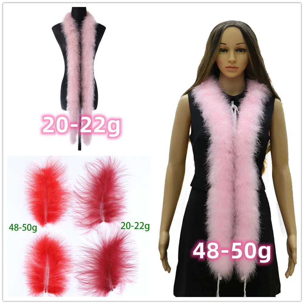 20-22 48-50 Grams 2meter Turkey Feather Boa Thicken Fluffy Marabou Plumes Scarfs for Cosplay Handicraft Party Clothes Accessory