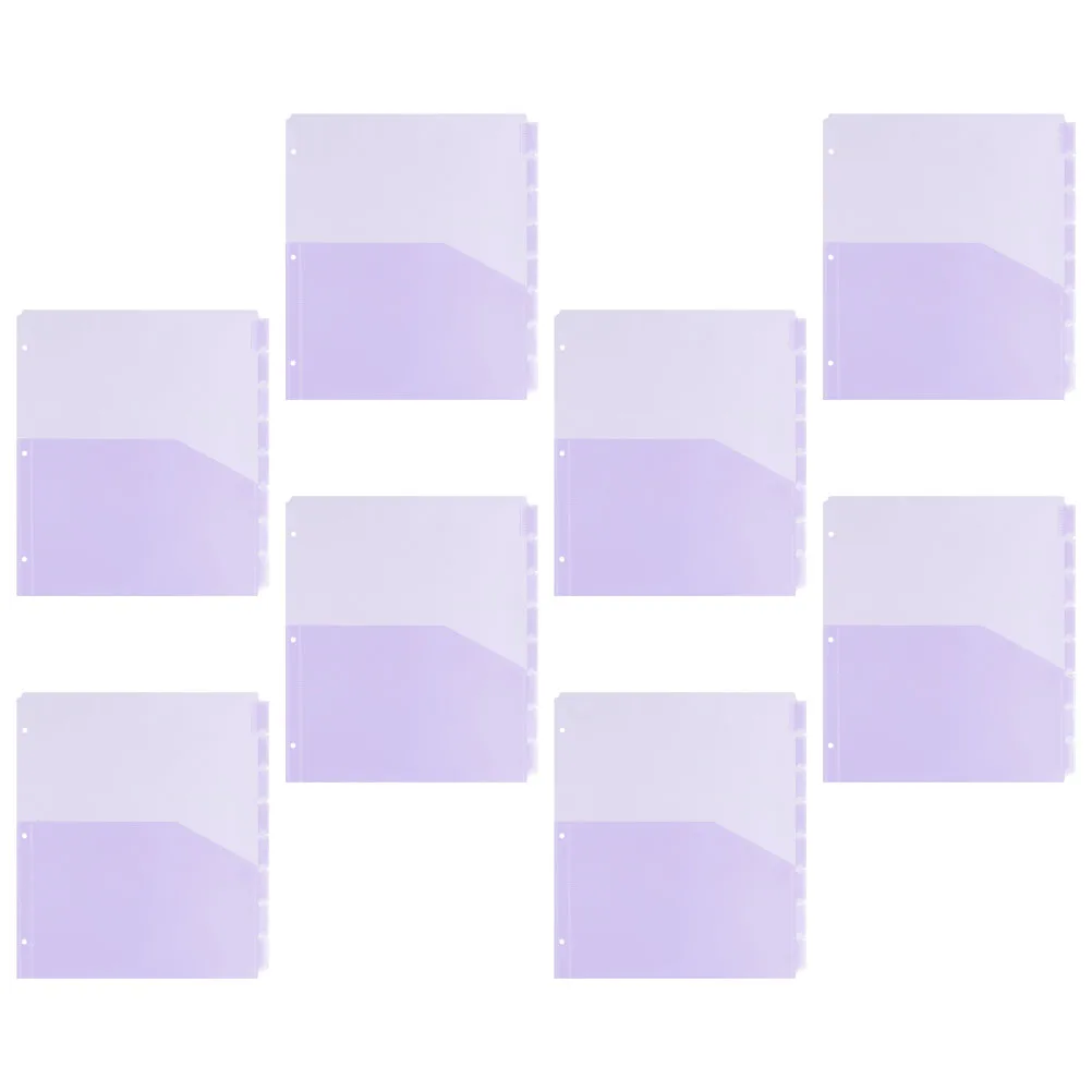 

8 Pcs Document Divider Bags Office Organizers Purple PP Binder Folders A4 Paper Storage File Organizer Dividers Plastic Binders