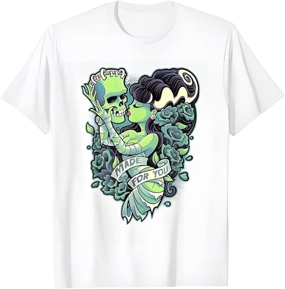 New Frankenstein and Bride Pattern T-shirt prepared for you