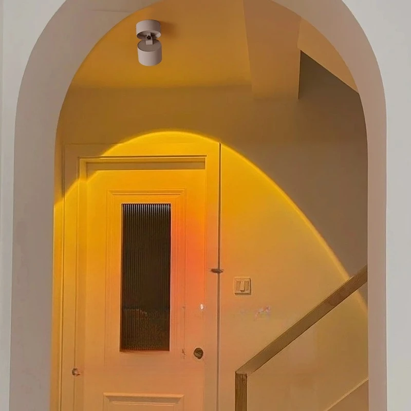 spotlights with adjustable angles, home entryway atmosphere, sunset lights, LED wall wash lights