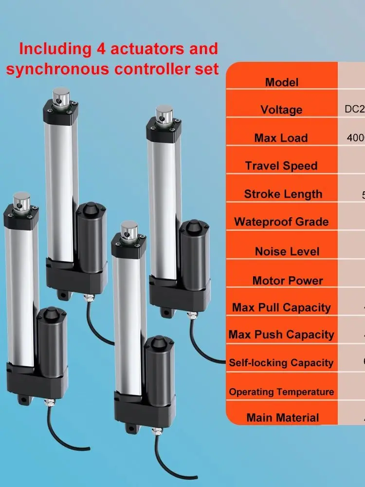 4-teiliges Set Elektrischer Linearantriebe mit HALL-Synchronsteuerung (1V4) Wasserdicht IP66 MAX4000N 50MM~1200MM Hub