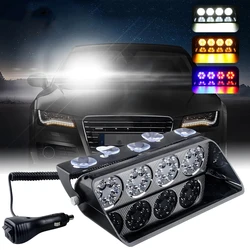 24LED Police Light Car Truck Lights Dash Windshield Beacon Hazard Flasher Warning Flashing Lamp Car Emergency Strobe Light 12V