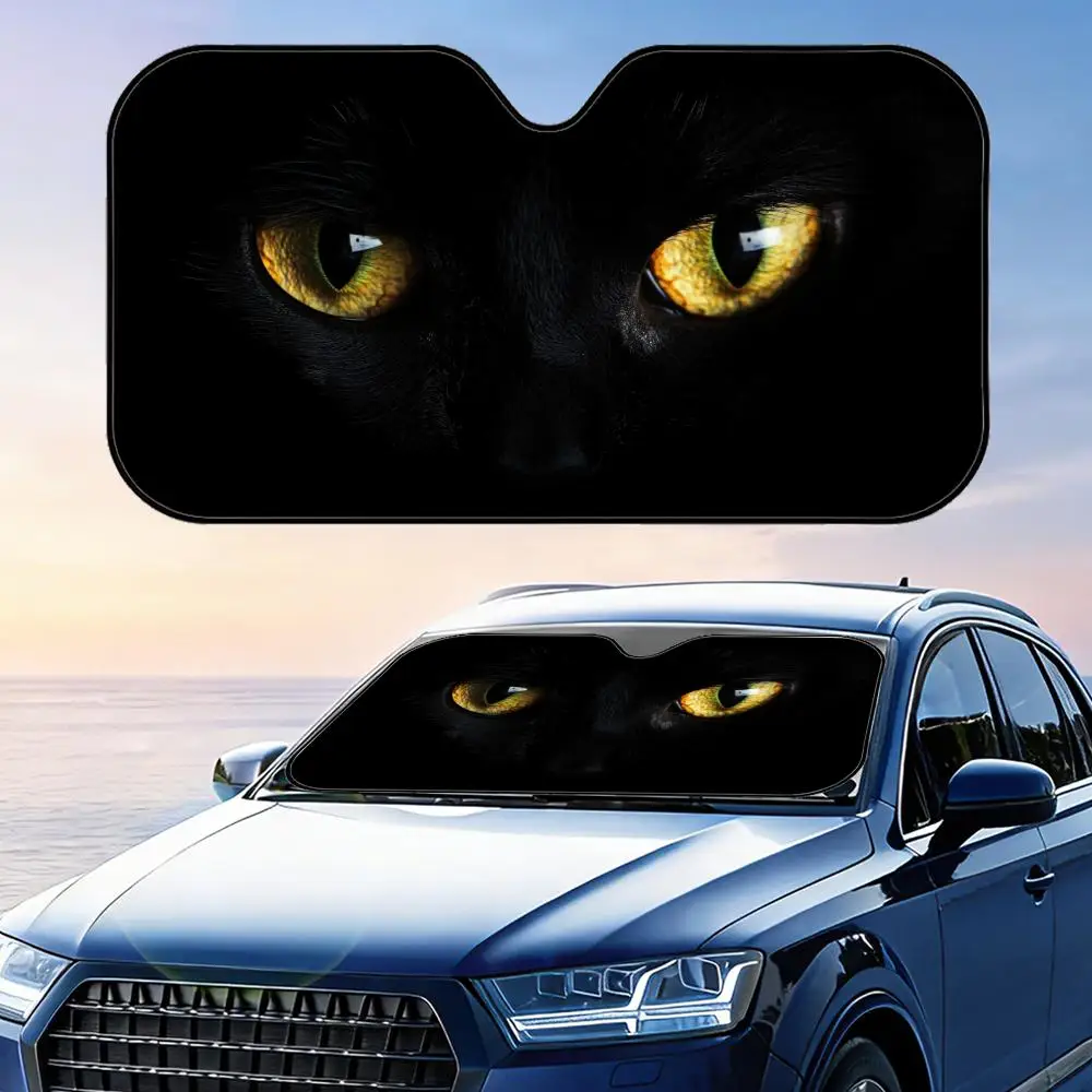 

Black Cat Eyes Sun Visor Reusable Aluminum Foil Car Windshield Sun Visor UV Protector Heat Insulation Cover Shade