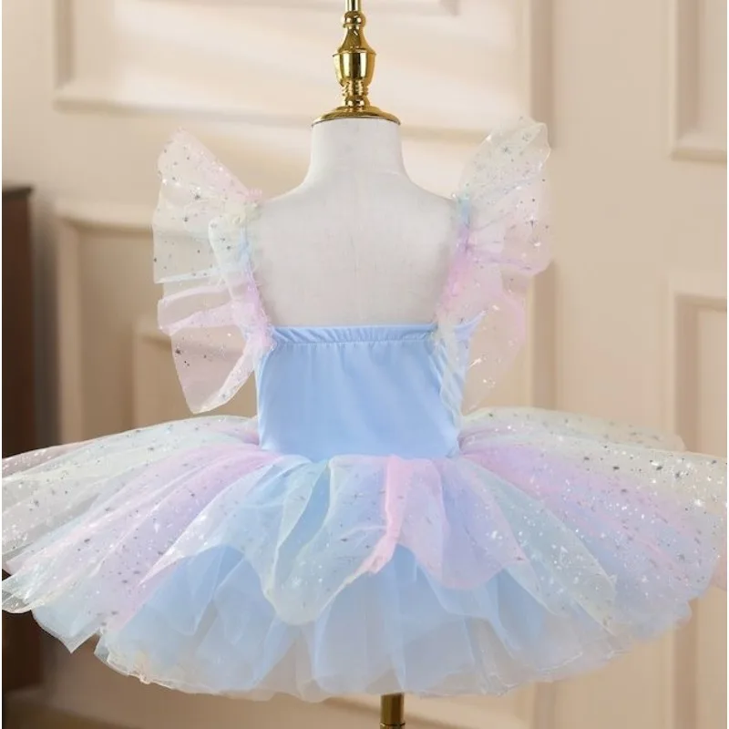 فستان باليه للأطفال سبعة ألوان للفتيات والأطفال فستان الأميرة المطرز باليه توتو ملابس الرقص أداء توتو التنانير