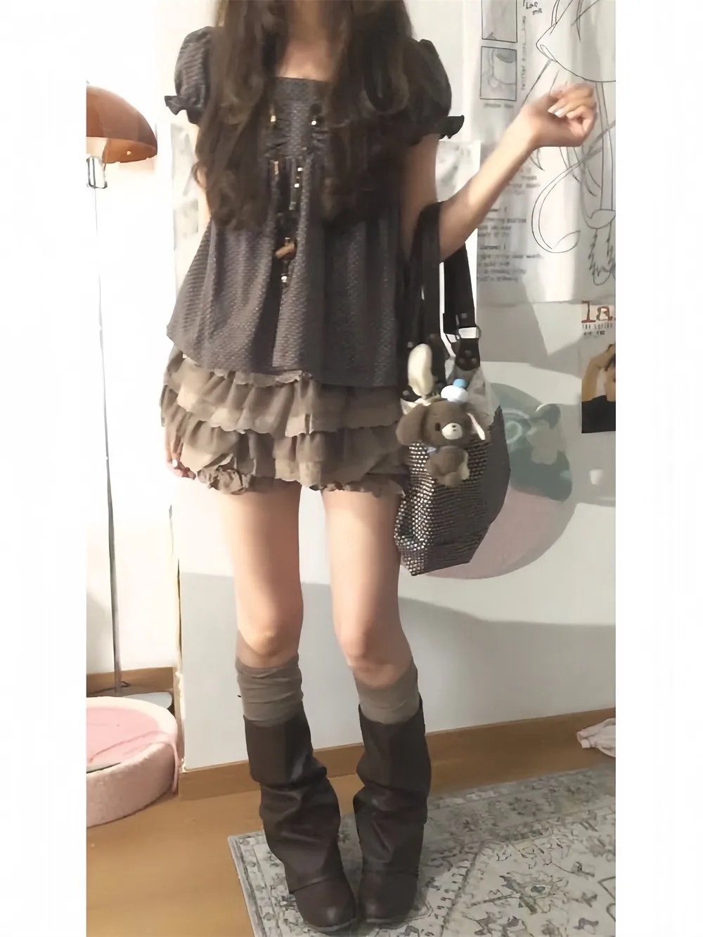 Sweet Sister Vintage Early Design  Knot Short Sleeve Top And Half Skirt Two Piece Set Summer Fashion Women's Ensemble