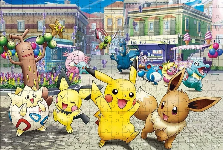 Pikachu Family Print Images 300/500/1000 Pieces of High-Quality Paper Puzzle, Stress Relieving Puzzle Toy, Unique Gift