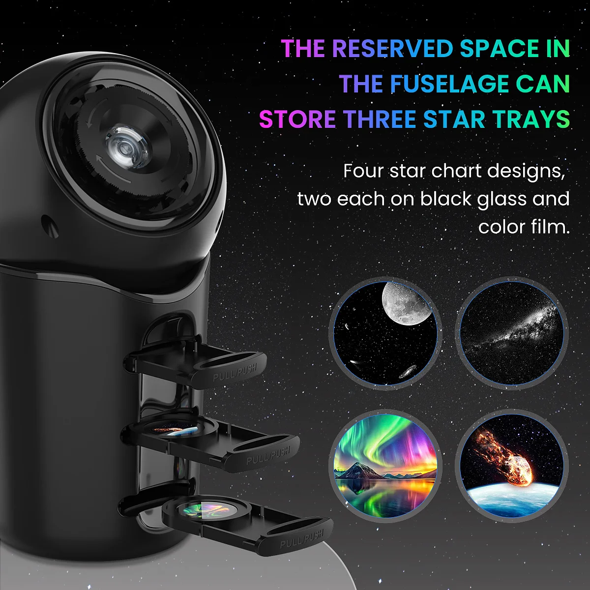 Rechargeable Portable Galaxy Light Projector,4 HD Film Discs and Night Light Projector with Adjustable Focus Lens