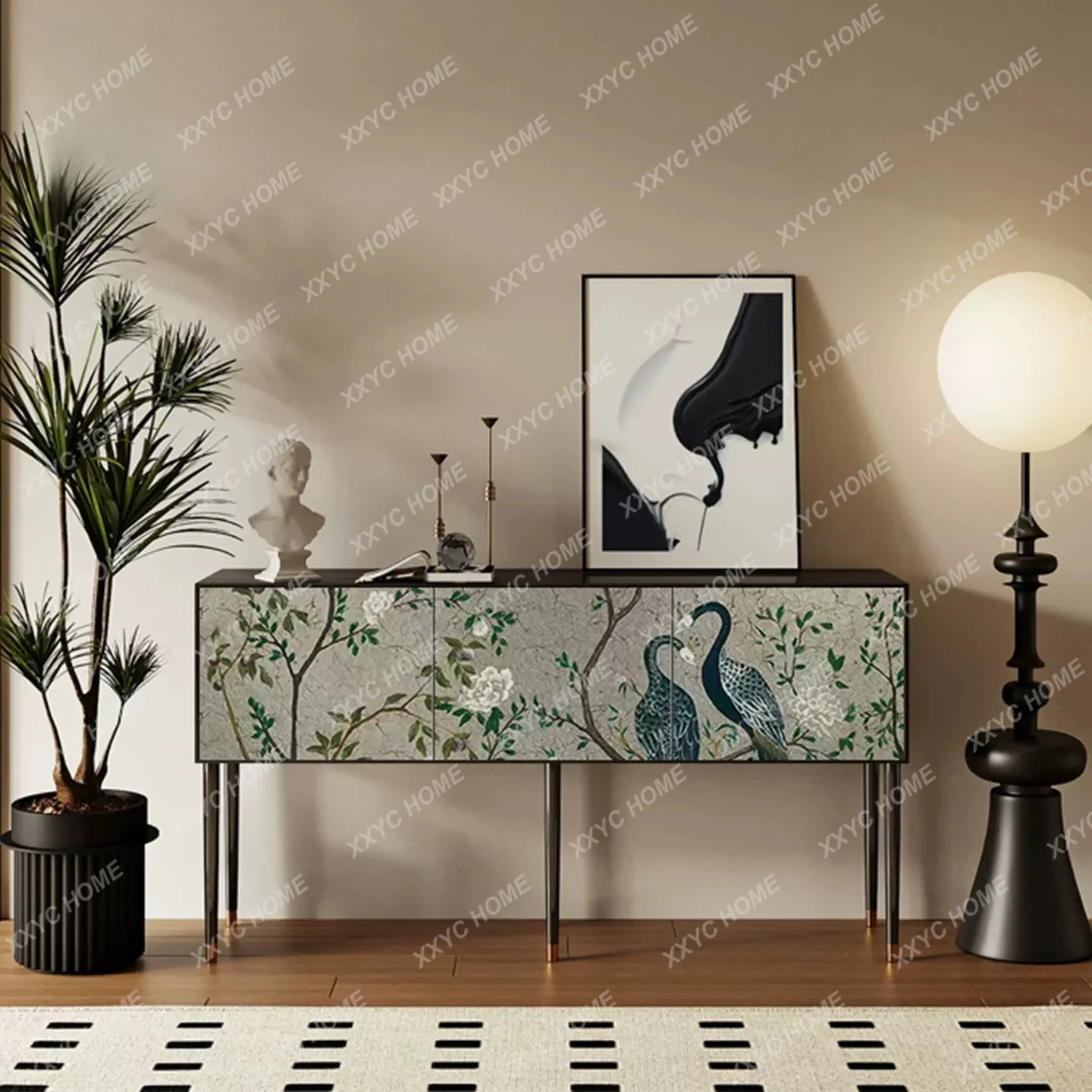 Medieval style solid wood entrance table household living room home decoration entrance cabinet hotel restaurant aisle locker