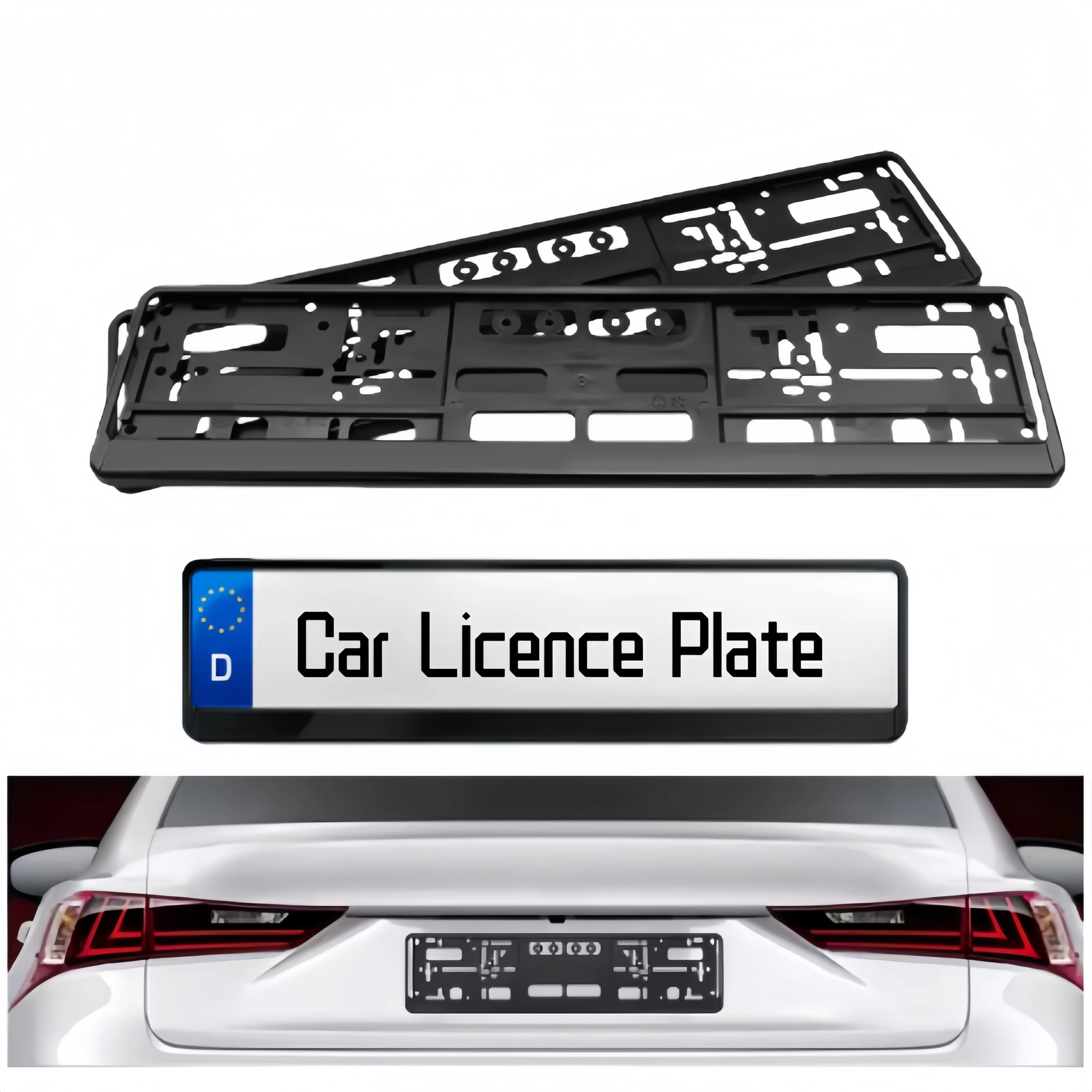 

2 шт., черный стандарт ЕС, держатель номерного знака, кронштейн, рамка, антикоррозийная, водонепроницаемая, прочная, автомобильные аксессуары, крепление, крышка