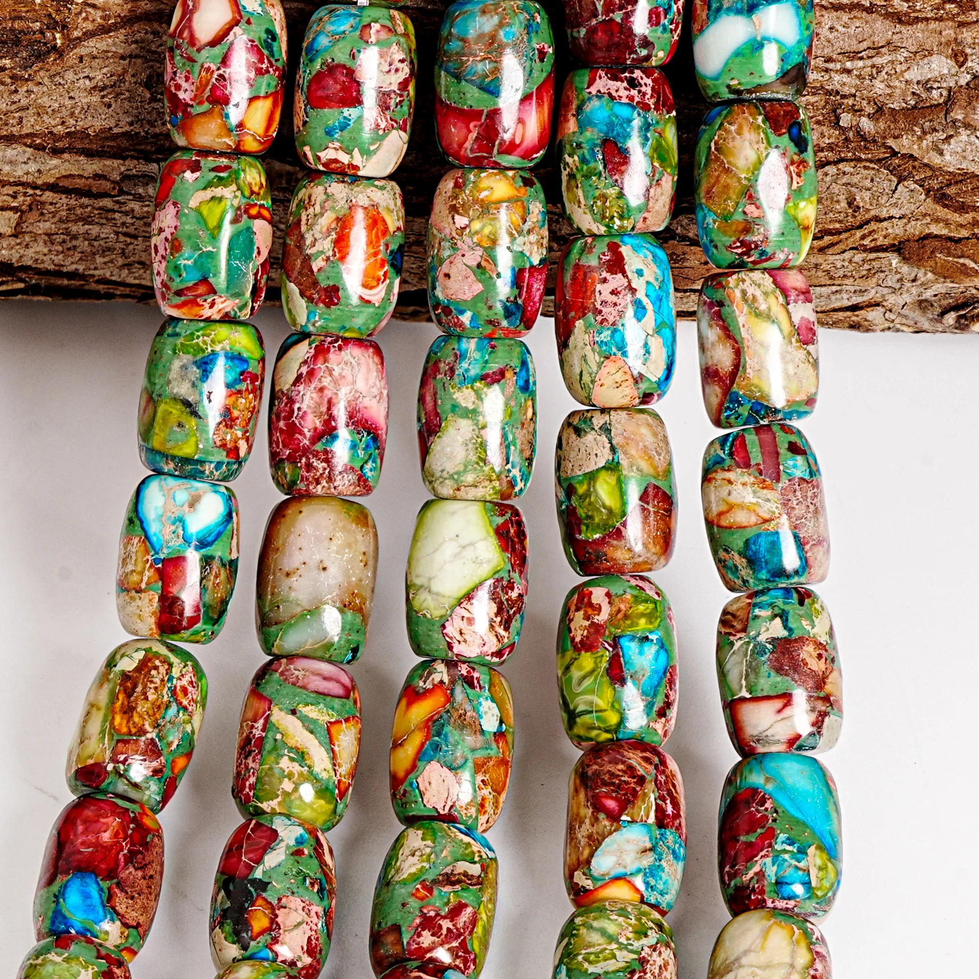 Gold Thread Multicolored Imperial Stone 10X14MM Smooth Barrel Beads Artificial Color For Jewelry DIY Bracelet Necklace Beading