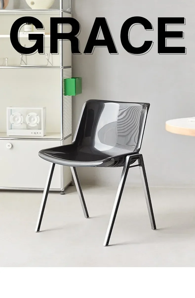 

Medieval plastic dining chair Nordic modern simple desk chair household strong and durable backrest stool