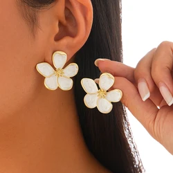 Ingemark Romantic Kpop Oil Drip Colorful Petal Flower Stud Earrings for Women Wed Boho Piercing Earrings Aesthetic Y2K Jewelry