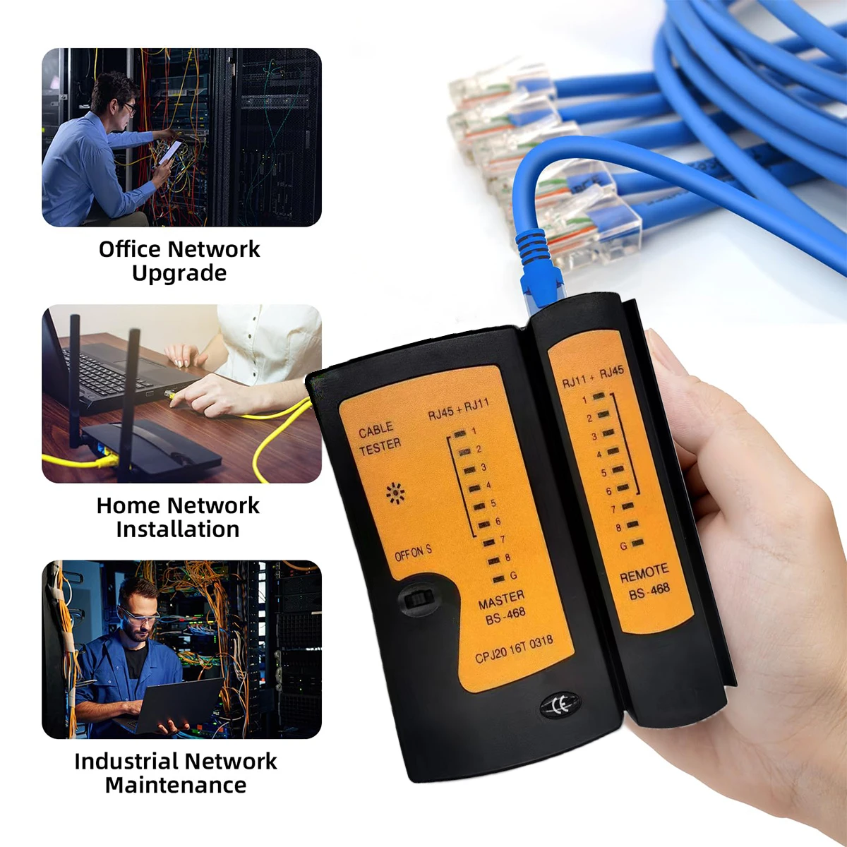 Ethernet Cable Tester - RJ45 RJ11 Network Tester Tool for CAT5/CAT5e, Portable LAN Wire Continuity Checker with LED Indicators,