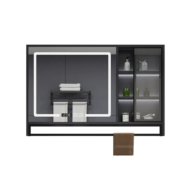 

Bathroom Smart Mirror Cabinet Touch Screen Medicine Led Mirror Cabinet Over Vanity With Towel Rack Bathroom Accessories